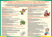 Таблица "Правила безопасности на уроках труда для девочек" (100х140 сантиметров, винил) - fgospostavki.ru - Златоуст