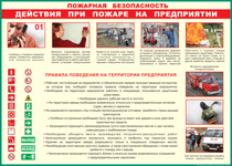 Таблица "Действия при пожаре на предприятии" (100х140 сантиметров, винил) - fgospostavki.ru - Златоуст