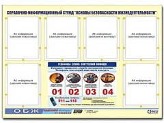 Стенд информационный "Основы безопасности жизнедеятельности" (80*110, 6 карманов) - fgospostavki.ru - Златоуст