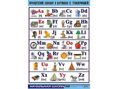 Таблица демонстрационная "Французский алфавит в картинках" (с транскрипцией) (винил 100*140) - fgospostavki.ru - Златоуст