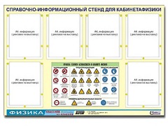 Стенд информационный "Правила техники безопасности в кабинете физики" (80х110, 6 карманов) - fgospostavki.ru - Златоуст