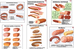 Плакаты ПРОФТЕХ "Ассортимент колбасной и мясной продукции" (11 пл, винил, 70х100) - fgospostavki.ru - Златоуст