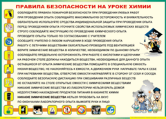 Таблица "Правила безопасности на уроке химии" (100х140 сантиметров, винил) - fgospostavki.ru - Златоуст