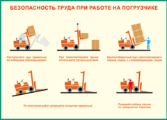 Таблица "Безопасность труда при работе на погрузчике" (100х140 сантиметров, винил) - fgospostavki.ru - Златоуст
