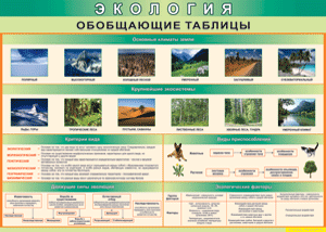 Таблица "Экология. Обобщающие таблицы" (100х140 сантиметров, винил) - fgospostavki.ru - Златоуст