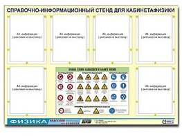 Стенд информационный "Правила техники безопасности в кабинете физики" (80х110, 6 карманов) - fgospostavki.ru - Златоуст