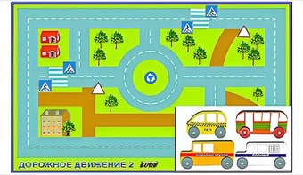 Игровой коврик "Дорожное движение - 2" с набором транспортных средств - fgospostavki.ru - Златоуст